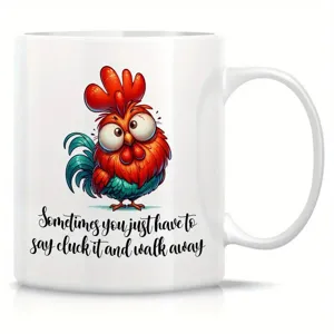 Taza de café de cerámica con gracioso diseño de gallo y frase divertida para uso diario.