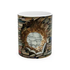 3D book vortex ceramic coffee mug for office daily use, unique artistic drinkware style