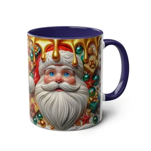 3D Santa Claus ceramic coffee mug, festive holiday gift cup for office and home use.