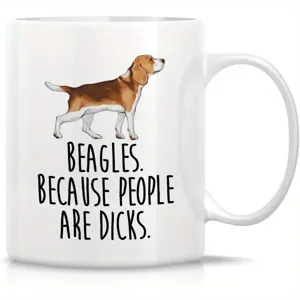 Taza de café de cerámica con perro beagle para oficina y hogar, regalo novedad divertido.