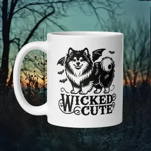 Weißer Keramik Kaffeetasse mit süßem Hund Motiv, ideal für Büro und Alltag im Großhandel.