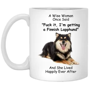 Taza de café de cerámica blanca con frase divertida de perro, ideal para oficina y uso diario.