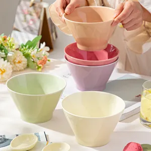 Set de bol conique en céramique crème, bols colorés pour petit-déjeuner nouilles