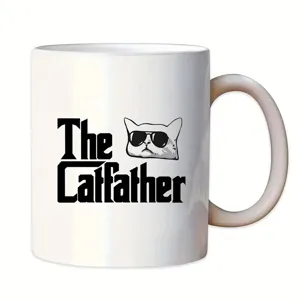Taza de Café de Cerámica Blanca Lindo Divertido Gato Estampa Taza Novedad Cita Artículos de Bebida Taza de Té para Oficina Hogar Regalo