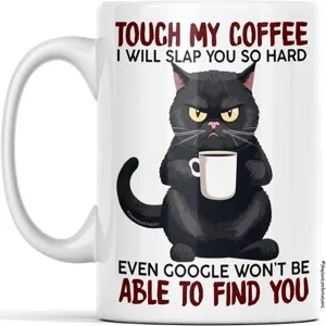 Taza café gato negro enojado gracioso taza cerámica con frase regalo para amantes gatos