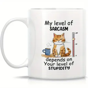 Taza de café de cerámica con gato lindo y frase divertida para uso diario en la oficina.