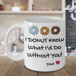 Taza de café de cerámica con estampado de rosquilla y frase divertida, ideal para el hogar y la oficina.