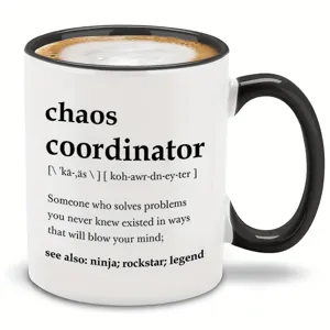 Keramik Kaffeetasse mit witzigem Design, 11oz schwarz weisser Becher fur das Buero.