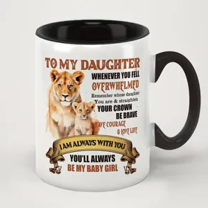 Personalisierte Löwe Tochter Keramik Kaffeetasse mit inspirierendem Spruch für Büro und Geschenk