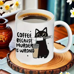 Keramik Kaffeetasse weisse Katze lustiger Spruch Tasse 11oz Neuheit Geschenk fuer Kaffeefreunde