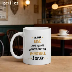 Taza de café de cerámica blanca 11oz con texto en francés personalizado para fisioterapeuta