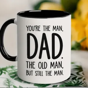 Custom ceramic coffee mug with English text print, black and white office gift cup 11oz