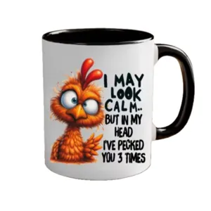 Funny cartoon chicken ceramic mug, black handle coffee cup for office home daily gift use