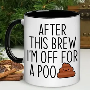 Ceramic funny novelty coffee mug with black handle and humorous text design for daily use.