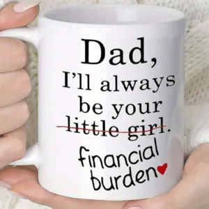 Weißer Keramik Kaffeebecher mit lustigem Spruch, ideales Geschenk für den Vater, Büro.