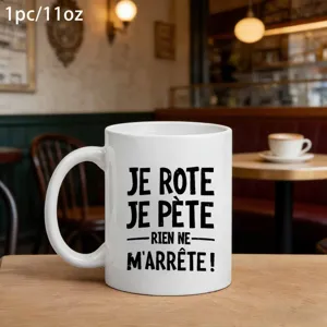 Witte keramische koffiemok 11oz, grappige Franse quote bedrukte kantoor theekop voor dagelijks