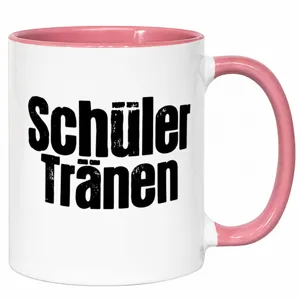 Personalisierte Keramiktasse mit Spruch, rosa Henkel und Innenfarbe, Kaffeetasse Geschenk.