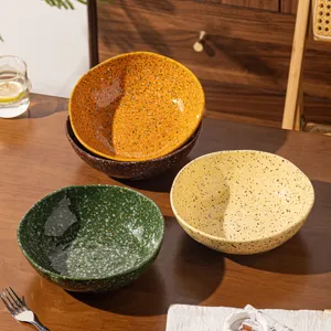 Bol à Salade en Céramique Créatif Bol à Soupe Éclaboussure d'Encre Passe au Micro-Ondes Vaisselle Déconstruite Grand Bol Pour Dîner