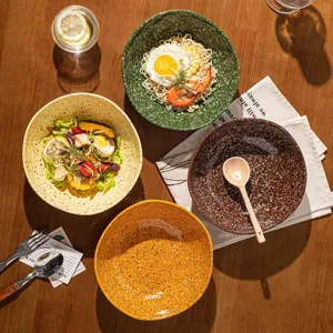 Ensemble de bol à salade en céramique, design éclaboussures, bol à soupe, vaisselle.