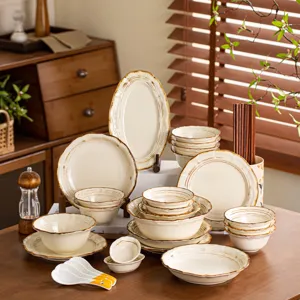 Rétro Changement de Four Céramique Bol et Plat Set de Vaisselle Minimaliste Maison Bol de Riz Bol de Soupe de Nouilles Plat de Dîner