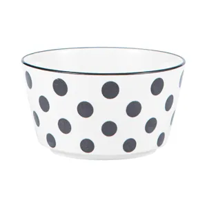 Bol à riz en céramique de style japonais simple avec des pois noirs et blancs pour la maison.