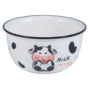 Simpatica ciotola in ceramica con mucca per bambini e casa, stoviglie di alta qualità.