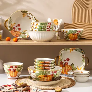 Vaisselle en Céramique Citrouille Nordique Ensemble Bol Assiette Cuillère