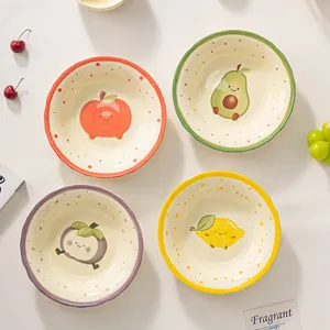 Set di piatti da frutta in ceramica carina con design mela avocado limone per cucina
