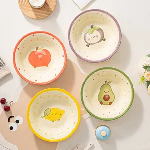 Set di ciotole in ceramica di frutta carina, piatto di pasta in ceramica creativo per casa.