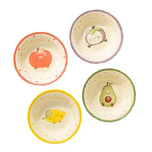 Set 4 ciotole in ceramica di frutta cartone animato, ciotola mela limone avocado per cucina casa