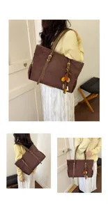 Bolso tote grande de ante sintetico para mujer bolso de hombro elegante para trabajo.