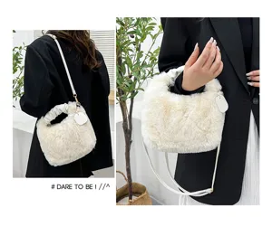 Sac à bandoulière en peluche duveteuse pour femme, adorable sac à main d'hiver moelleux.