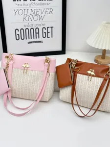 Elégant sac cabas bandoulière en paille pour femme sac de plage chic ensemble