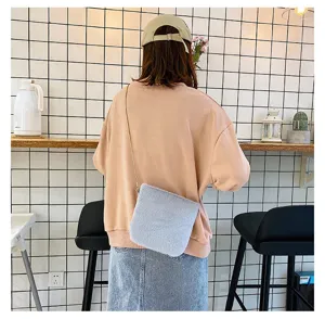 Cute fluffy crossbody bag for women autumn winter soft plush shoulder bag with chain strap