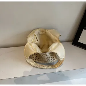 Handgemachte gewebte Stroh-Schultertasche, lässige Hobo-Tasche für Sommerurlaub und Alltag.