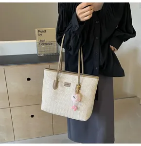 Commuter large capacity straw bag women fashion contrast color tote bag chic shoulder bag