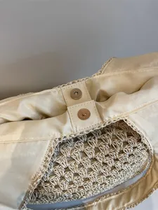 Damen Handgemachte Papierseil Gewebte Tote Bag Hohle Stroh Lässige Umhängetasche Große Kapazität Urlaub Strand Handtasche