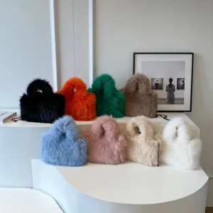 Donne Inverno Peluche Secchiello Borsa Morbido Peloso Tracolla Spalla Carino Tinta Unita Soffice Borsetta Con Catena