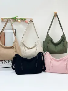 Corduroy shoulder bag for women, large capacity casual crossbody tote bag, versatile bag.