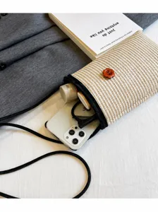 Woven mobile phone bag stylish solid color casual small square crossbody bag main view