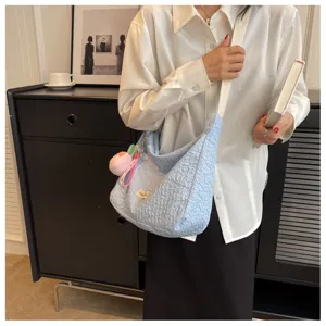 Light blue crinkled bubble shoulder bag stylish dumpling crossbody bag for women daily use