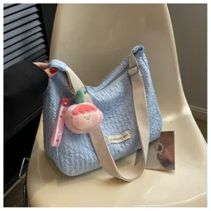 Creamy crinkle bubble hobo shoulder bag casual versatile tote stylish Korean dumpling bag women