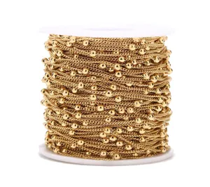 Stainless steel curb beaded chain roll for DIY necklace bracelet jewelry making accessories