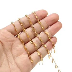 Stainless Steel Chain Gold Plated Leaf Pendant DIY Jewelry Making Chain Stainless Steel Necklace Bracelet Material