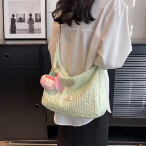 Korean style pleated bubble shoulder bag, fashionable hobo dumpling bag for women and girls daily use.
