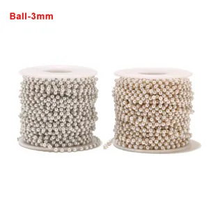 3mm Pearl Bead Chain DIY Jewelry Making Stainless Steel Spool Craft Accessories 1Pcs