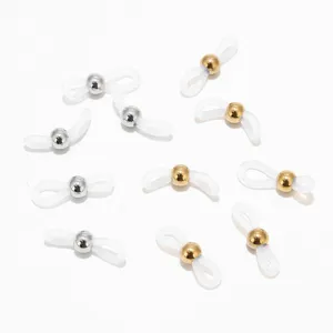 Anti-slip silicone rings with gold and silver metal beads for glasses chains mask lanyards