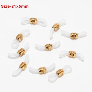 Anti-slip silicone loops for glasses chains and mask lanyards with golden rings 21x5mm
