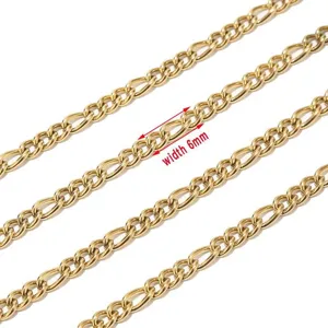 Chaine Figaro en acier inoxydable 6mm dore DIY collier bracelet accessoire de bijouterie