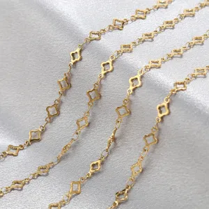 Stainless steel gold plated four leaf clover chain DIY jewelry making bracelet component.